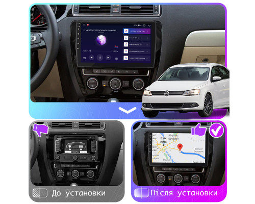 Штатная магнитола Lesko для Volkswagen Jetta VI 2010-2015 экран 10" 2/32Gb CarPlay 4G Wi-Fi GPS Prime