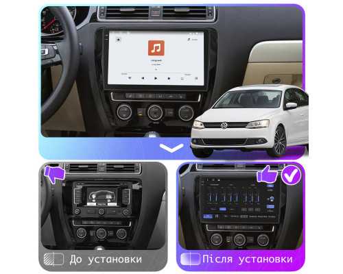 Штатная магнитола Lesko для Volkswagen Jetta VI 2010-2015 экран 10" 4/64 QLED CarPlay 4G Wi-Fi GPS 360 Prime