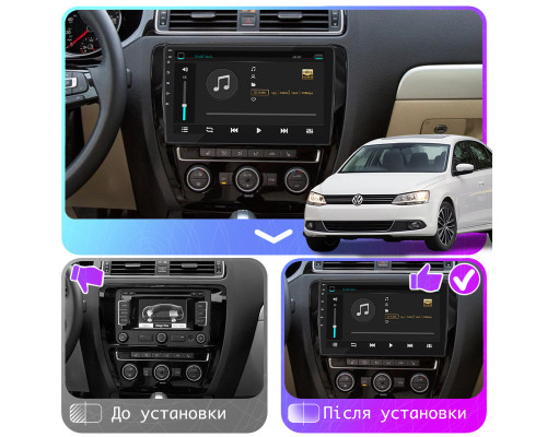 Штатная магнитола Lesko для Volkswagen Jetta VI 2010-2015 экран 10" 6/128Gb 4G Wi-Fi GPS Top