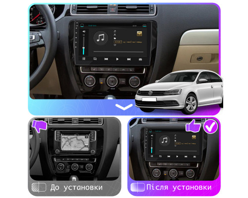Штатная магнитола Lesko для Volkswagen Jetta VI Рестайлинг 2014-2018 экран 10" 6/128Gb 4G Wi-Fi GPS Top