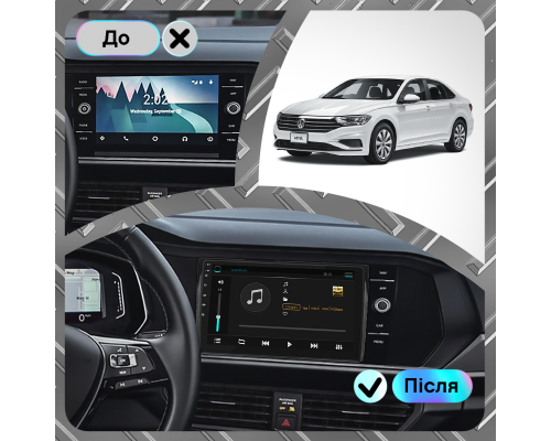 Штатная магнитола Lesko для Volkswagen Jetta VII 2018-н.в. экран 9" 4/64Gb 4G Wi-Fi GPS Top