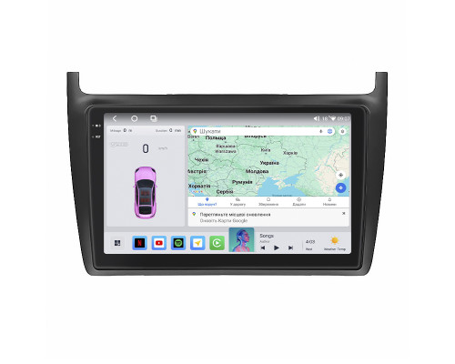 Штатная магнитола Lesko для Volkswagen Polo V 2009-2015 экран 9" 4/64 QLED CarPlay 4G Wi-Fi GPS 360 Prime