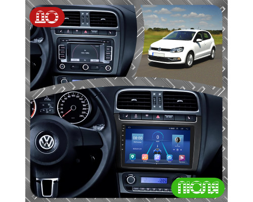 Штатная магнитола Lesko для Volkswagen Polo V 2009-2015 экран 9" 4/64Gb 4G Wi-Fi GPS Top