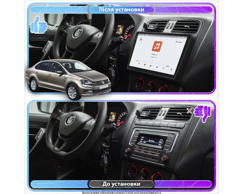 Штатная магнитола Lesko для Volkswagen Polo V Рестайлинг 2014-2020 экран 10" 4/64 QLED CarPlay 4G Wi-Fi GPS 360 Prime