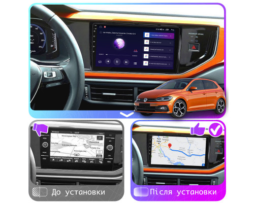 Штатная магнитола Lesko для Volkswagen Polo VI (EU Market) 2017-2021 экран 9" 2/32Gb CarPlay 4G Wi-Fi GPS Prime
