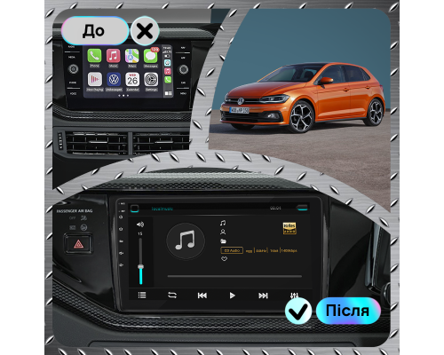 Штатная магнитола Lesko для Volkswagen Polo VI (EU Market) 2017-2021 экран 9" 4/64Gb 4G Wi-Fi GPS Top