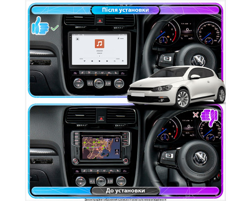 Штатная магнитола Lesko для Volkswagen Scirocco III Рестайлинг 2014-2017 экран 10" 4/64 QLED CarPlay 4G Wi-Fi GPS 360 Prime