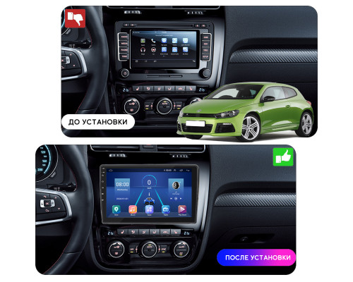 Штатная магнитола Lesko для Volkswagen Scirocco III Рестайлинг 2014-2017 экран 10" 4/32Gb 4G Wi-Fi GPS Top