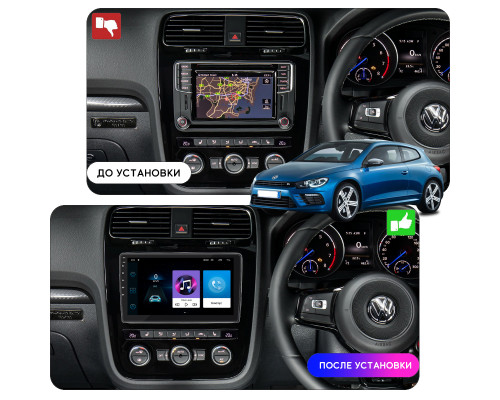 Штатная магнитола Lesko для Volkswagen Scirocco R I Рестайлинг 2014-2017 экран 10" 1/16Gb Wi-Fi GPS Base
