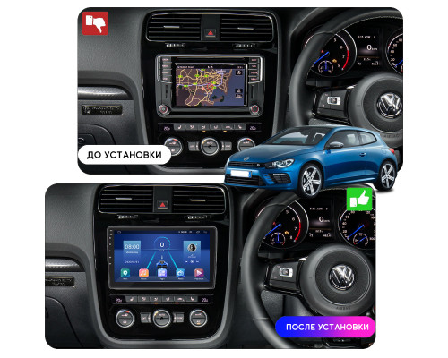 Штатная магнитола Lesko для Volkswagen Scirocco R I Рестайлинг 2014-2017 экран 10" 6/128Gb 4G Wi-Fi GPS Top