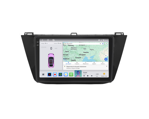 Штатная магнитола Lesko для Volkswagen Tiguan II Рестайлинг 2020-н.в. экран 10" 4/64 QLED CarPlay 4G Wi-Fi GPS 360 Prime