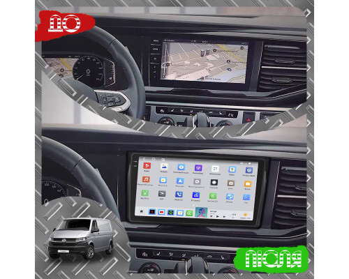 Штатная магнитола Lesko для Volkswagen Transporter T6 Рестайлинг 2019-н.в. экран 9" 4/64 QLED CarPlay 4G Wi-Fi GPS 360 Prime