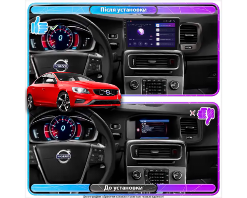 Штатная магнитола Lesko для Volvo S60 II Рестайлинг 2013-2018 экран 9" 1/16Gb Wi-Fi GPS Base