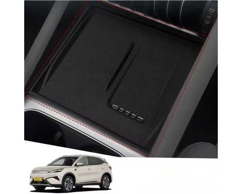 Силиконовый коврик для беспроводной зарядки BYD Yuan Plus на центральной консоли нескользящая Black