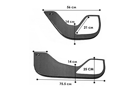 Защитные накладки на низ дверей для BYD Yuan UP 4 шт из углеродного волокна