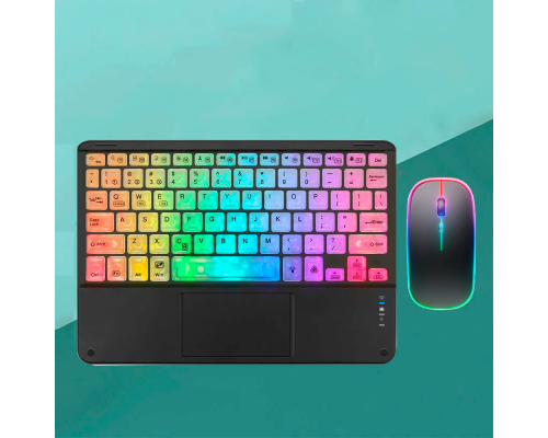 Клавіатура KOYO з підсвічуванням, тачпадом та мишою black Russian Bluetooth
