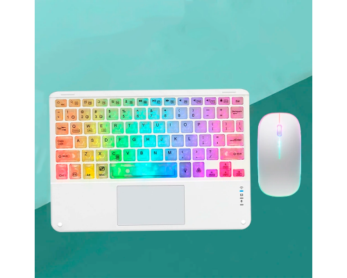 Клавіатура KOYO з підсвічуванням, тачпадом та мишою white Russian Bluetooth