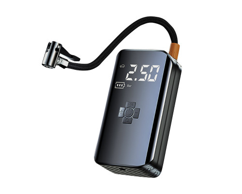 Портативный автомобильный компрессор HELLOLEIBOO CQB-008-04 беспроводной с дисплеем фонариком Type-C