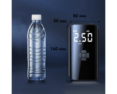 Портативный автомобильный компрессор HELLOLEIBOO CQB-008-04 беспроводной с дисплеем фонариком Type-C