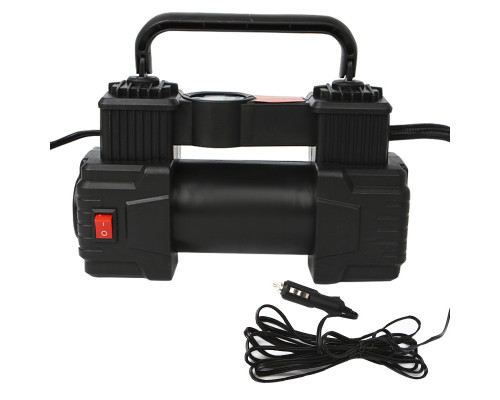 Автомобильный компрессор HELLOLEIBOO ZY-825 двухцилиндровый с цифровым дисплеем и кабелем 3 м + сумка