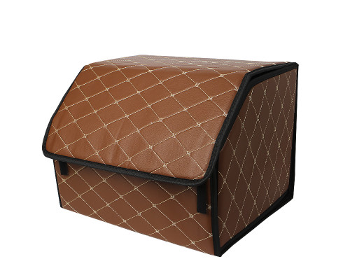 Автомобильный органайзер ZWX-002 Brown-Gold компактный вместительный два отдела для хранения на липучке с ручкой  65*30*30 см