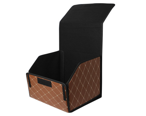 Автомобильный органайзер ZWX-002 Brown-Gold компактный вместительный два отдела для хранения на липучке с ручкой  65*30*30 см