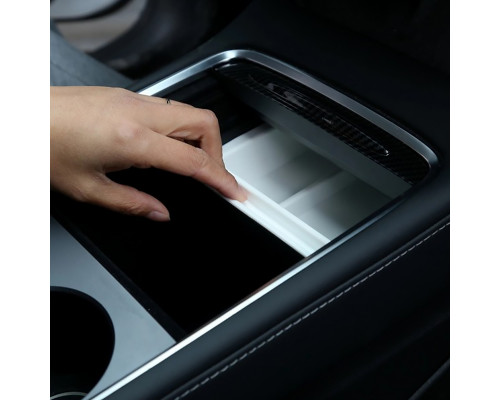 Автомобильный органайзер Tesla Model 3 (TSL23021411) центральной консоли на 2 отделения пластиковый Black + White