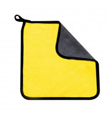 Двухстороннее микрофибровое полотенце для сушки кузова авто Yellow + Gray 30*60 см