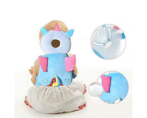 Детская защитная подушка - рюкзак Tochang для защиты головы при падении подголовник Единорог