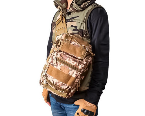Сумка тактическая через плечо AOKALI Outdoor A25 Sand Pixel