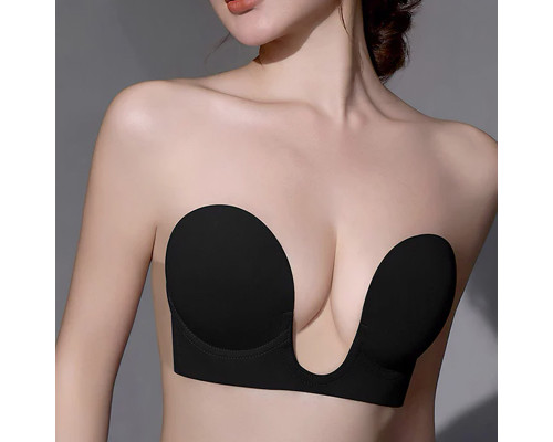 Бюстгальтер силиконовый с глубоким U-образным вырезом самоклеящийся Черный A