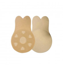 Наклейки на грудь TR-1 с ушками для подтягивания груди многоразовые силиконовые Бежевые 9,5 см