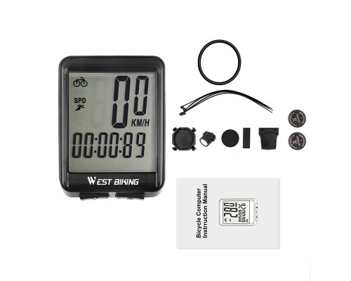 Велокомпьютер West Biking 0702054 с подсветкой Green Беспроводной