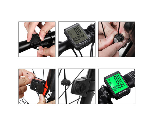 Велокомпьютер West Biking 0702054 с подсветкой Green Проводной