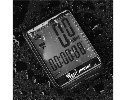 Велокомпьютер West Biking 0702054 с подсветкой White Беспроводной