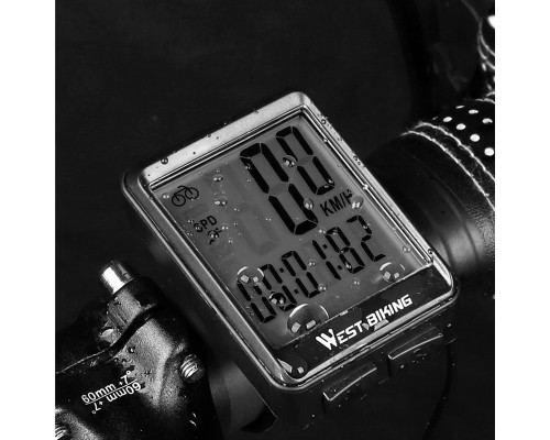 Велокомпьютер West Biking 0702054 с подсветкой White Беспроводной