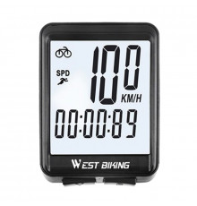 Велокомпьютер West Biking 0702054 с подсветкой White Проводной