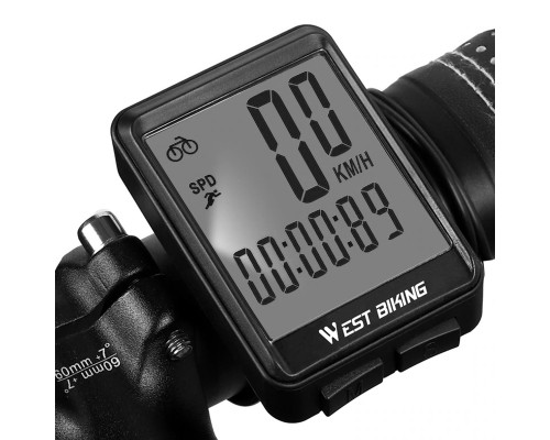 Велокомпьютер West Biking 0702054 с подсветкой White Проводной