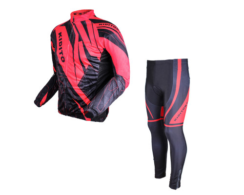 Вело костюм для мужчин KIDITO KM-CT-09202 кофта с длинным рукавом штаны Red XS