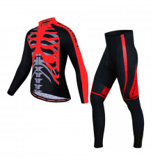 Вело костюм для мужчин KIDITO KM-CT-18 кофта с длинным рукавом штаны Skeleton Red 4XL