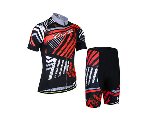 Вело костюм для мужчин Siilenyond XM-DT-050 короткий рукав шорты Stripes Red XS
