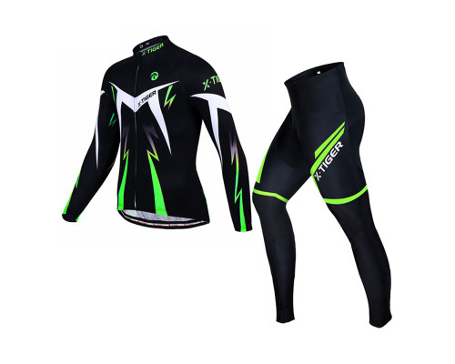 Вело костюм для мужчин X-Тiger XM-CT-013 кофта с длинным рукавом штаны Green XXL