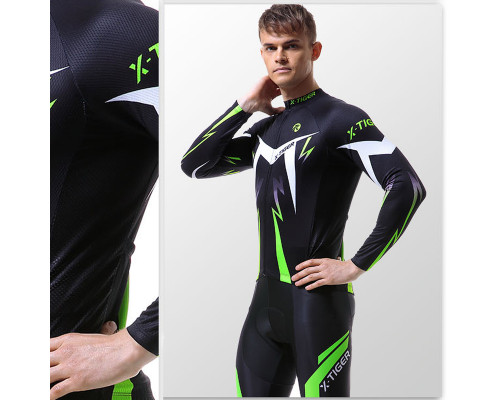 Вело костюм для мужчин X-Тiger XM-CT-013 кофта с длинным рукавом штаны Green XXL