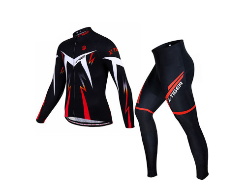 Вело костюм для мужчин X-Тiger XM-CT-013 кофта с длинным рукавом штаны Red XXL
