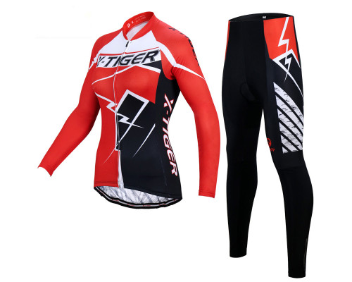 Вело костюм женский X-Тiger XW-CT-154 кофта с длинным рукавом штаны Red L