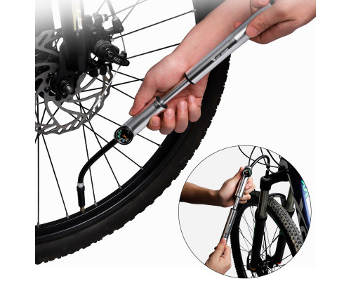 Насос велосипедный West Biking 0711068 Ручной с индикатором Silver