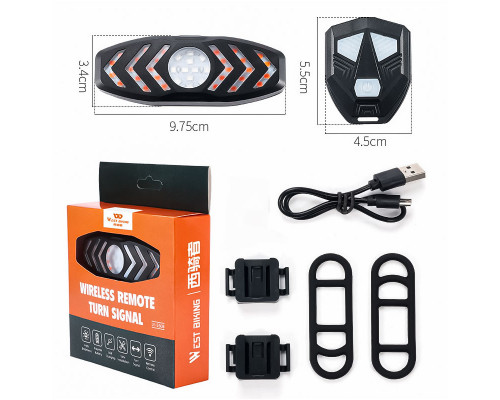 Фонарь велосипедный габаритный с указанием поворотовWest Biking YP0701313