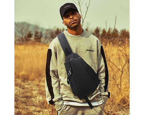 Рюкзак на одно плечо 905 вместительная с USB портом водонепроницаемая Black