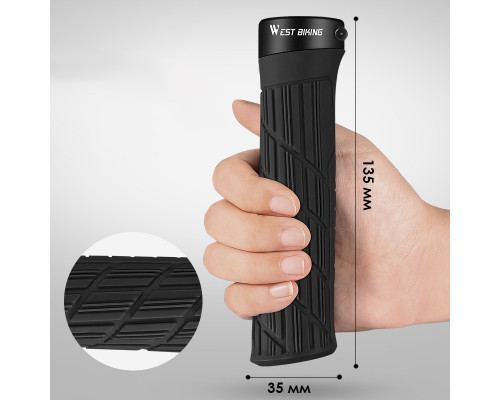 Грипсы велосипедные West Biking YP0804063 с двумя замками ручки на руль Black