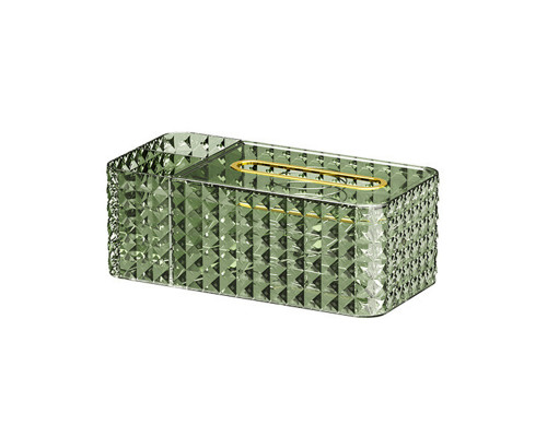 Настольная коробка-органайзер 3329 для салфеток прямоугольный пластковый 24*12*8.9 см Green